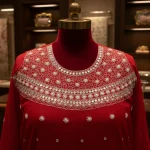 Exclusive Red Cotton Unstitched Heavy Mirror & Embroidery Work