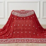 Exclusive Red Cotton Unstitched Heavy Mirror & Embroidery Work