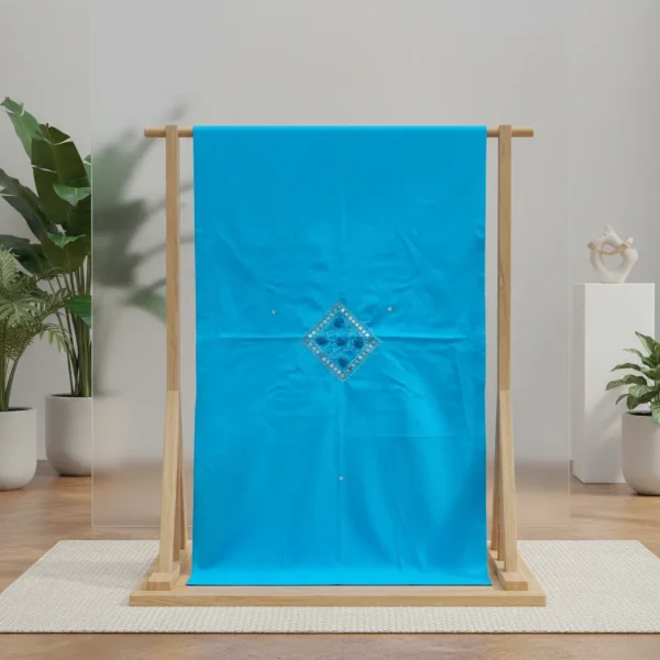 Exclusive Sky Blue Cotton Unstitched with Heavy Mirror & Embroidery Work