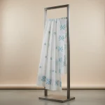 Exclusive White Cotton Unstitched One-Piece with Sky Blue Chikankari & Mirror Work