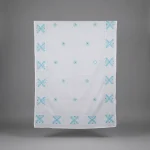 Exclusive White Cotton Unstitched One-Piece with Sky Blue Chikankari & Mirror Work