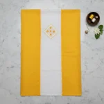 Exclusive Yellow & White Contrast Unstitched Cotton with Mirror Work
