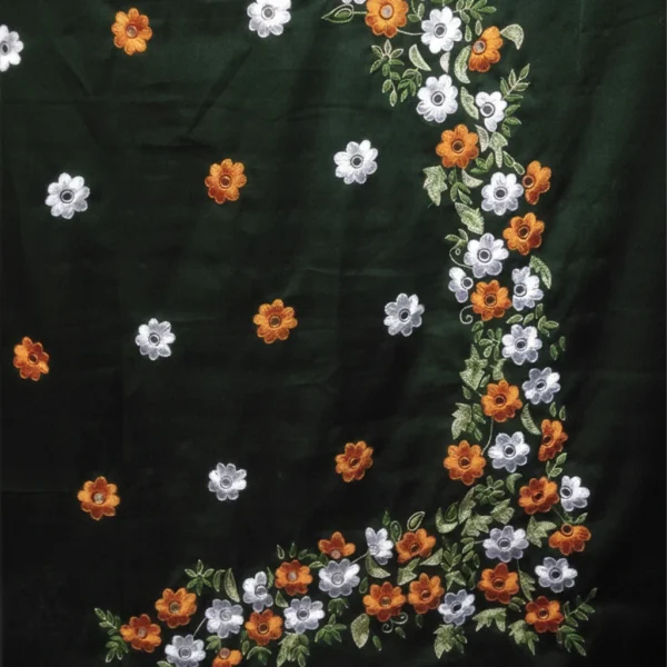 Exclusive Bottle Green Cotton Unstitched with Floral Embroidery