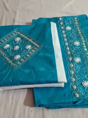 Handmade Exclusive Unstitched One Piece with Mirror & Embroidery Work