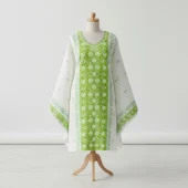 Premium White & Lime Green Cotton with Elegant Floral Embroidery