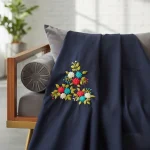 Exclusive Black & Red Contrast Unstitched Cotton Mirror Work.