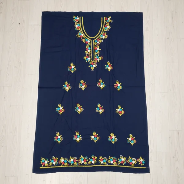 Exclusive Black & Red Contrast Unstitched Cotton Mirror Work.