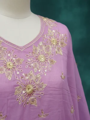 Exclusive Olive Green Cotton Unstitched Three-Piece with Heavy Mirror & Embroidery Work.