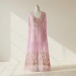 Baby Pink Embroidered Lawn Dress | Elegant Floral Party Wear for Women