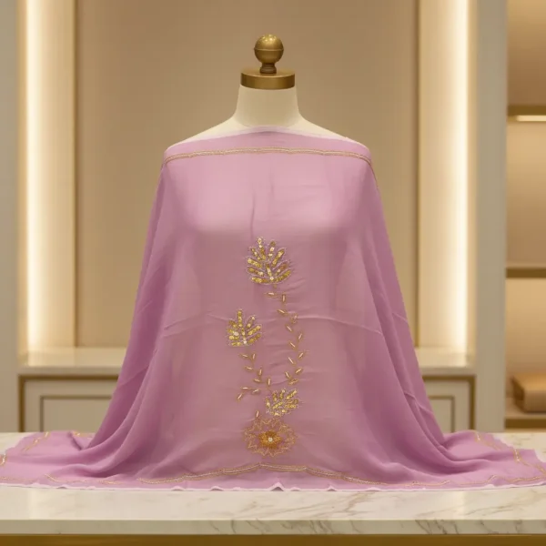 Baby Pink Embroidered Lawn Dress | Elegant Floral Party Wear for Women