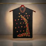 Black Embroidered Dress with Colorful Floral Design | Elegant Party Wear for Women