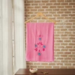 Vibrant Pink Floral Embroidered Dress Material with Blue Accents