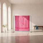 Vibrant Pink Floral Embroidered Dress Material with Blue Accents